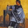 Chinese Woman Pouring From Teapot Diamond Painting
