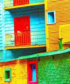 Colorful Buildings In La Boca Argentina Diamond Painting