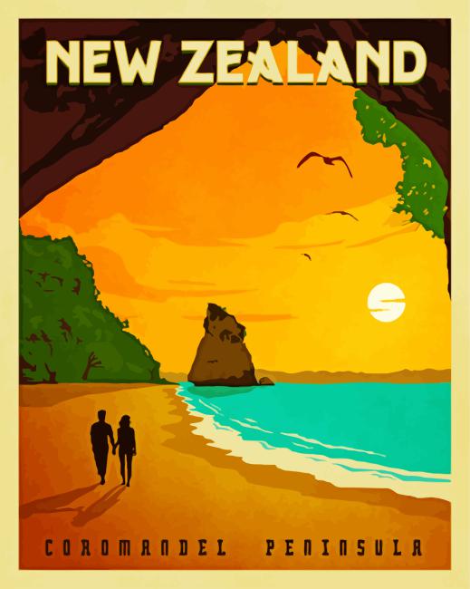 Coromandek Peninsula New Zeland Poster Diamond Painting