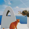 Cute Orange Cat In Greece Diamond Painting