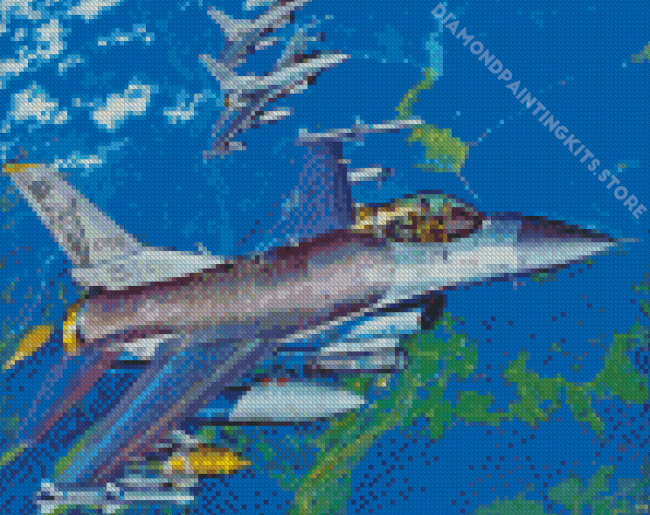 F16 Fighting Falcons In The Sky Art Diamond Painting