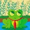 Frog On Lily Pad With Red Tie Diamond Painting