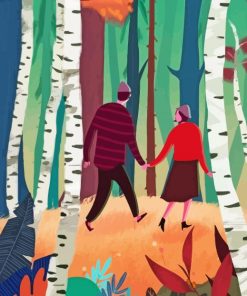 Illustration Couple In Forest Diamond Painting