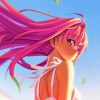 Pink Long Hair Anime Girl Diamond Painting