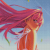 Pink Long Hair Anime Girl Diamond Painting