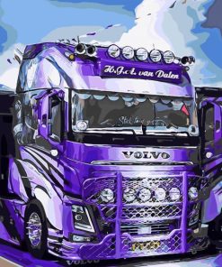Purple Volvo Truck Diamond Painting