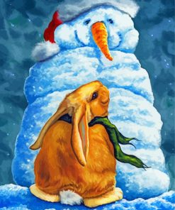 Rabbit In Snow Diamond Painting