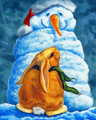 Rabbit In Snow Diamond Painting