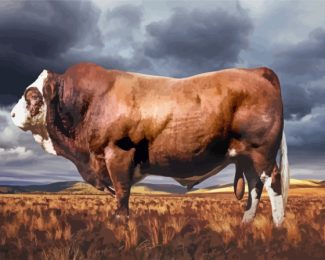 Simmental Cattle Side View Animal Diamond Painting