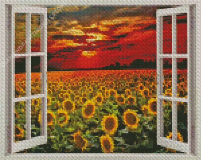 Sunflower By The Window Diamond Painting