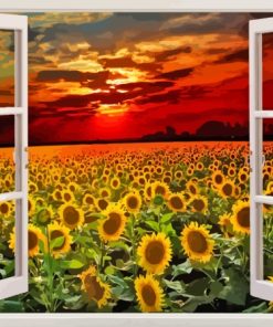 Sunflower By The Window Diamond Painting