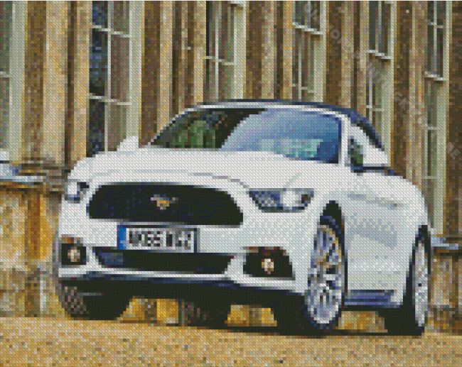 White 2017 Ford Mustang Car Diamond Painting