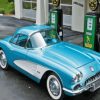 Blue Corvette In Gas Station Diamond Painting