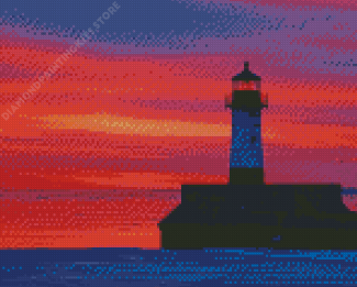 Canal Park Lighthouse At Sunset Diamond Painting