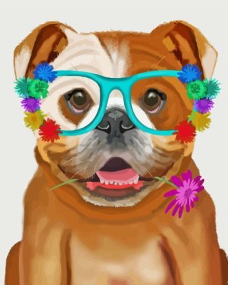 Cool Dog In Glasses Diamond Painting
