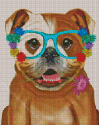 Cool Dog In Glasses Diamond Painting