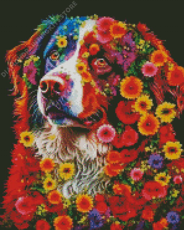 Cute Floral Dog Diamond Painting