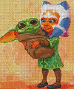 Cute Ashoka And Baby Yoda Diamond Painting