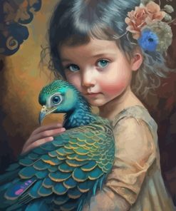 Girl And Peacock Diamond Painting