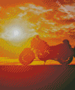 Motorcycle At Sunset Diamond Painting