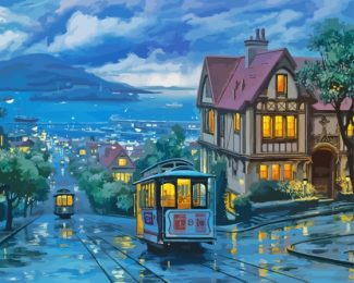 San Francisco Tramway City At Night Diamond Painting