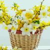 White Yellow Spring Flowers Basket Diamond Painting