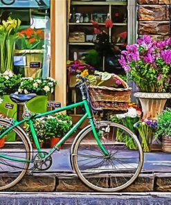 Bicycle At Flowers Shop Diamond Painting