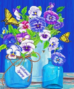 Butterflies And Pansies Diamond Painting