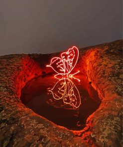 Butterfly And Red Light Reflection Diamond Painting