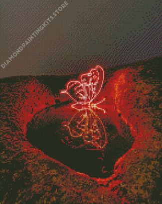 Butterfly And Red Light Reflection Diamond Painting