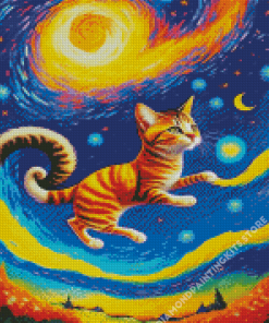 Cat Flying Through Cosmos 5D Diamond Painting