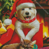 Christmas Puppy And Kitten Diamond Painting