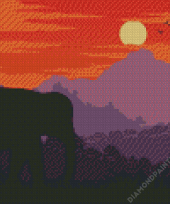 Elephant Silhouette In Thailand Diamond Painting