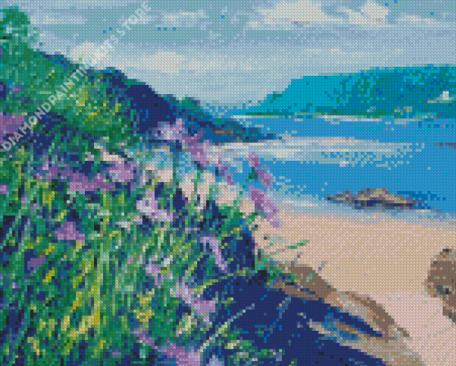 Flowers With Seascape Diamond Painting
