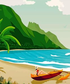 Illustration Polynesian Beach Diamond Painting