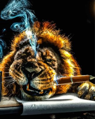 Lion Smoking Cigar Diamond Painting