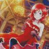 Maki Nishikino In Red Dress Diamond Painting