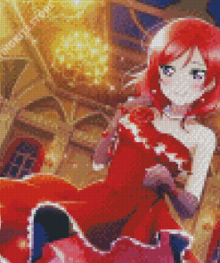 Maki Nishikino In Red Dress Diamond Painting