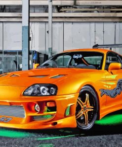 Orange Toyota Supra Mk4 Car Vehicle Diamond Painting