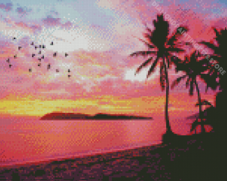 Pink Sunset Langkawi Island Diamond Painting