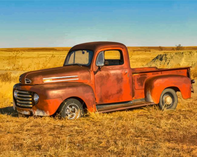 Red Old Ford Truck Diamond Painting