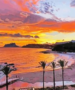 Spain Moraira Beach At Sunset Diamond Painting