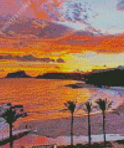 Spain Moraira Beach At Sunset Diamond Painting