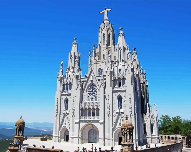 Temple Of The Sacred Heart Of Jesus Basilica In Barcelona Diamond Painting