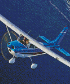 White And Blue Cessna 182 Airplane Diamond Painting