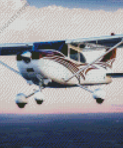 White And Blue Cessna 182 Diamond Painting