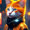 Aesthetic Ginger Cyberpunk Cat 5D Diamond Painting