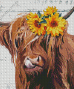 Cute Cow Sunflower 5D Diamond Painting
