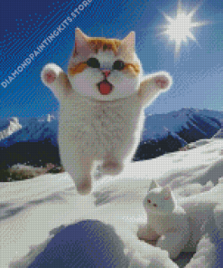 Cute Cat In Snow Diamond Painting