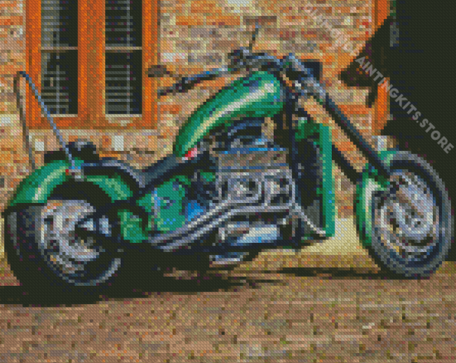 Green Chopper Motorcycle 5D Diamond Painting